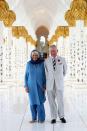 <p>Visiting the Grand Mosque on their first day of a royal tour of the United Arab Emirates.</p>