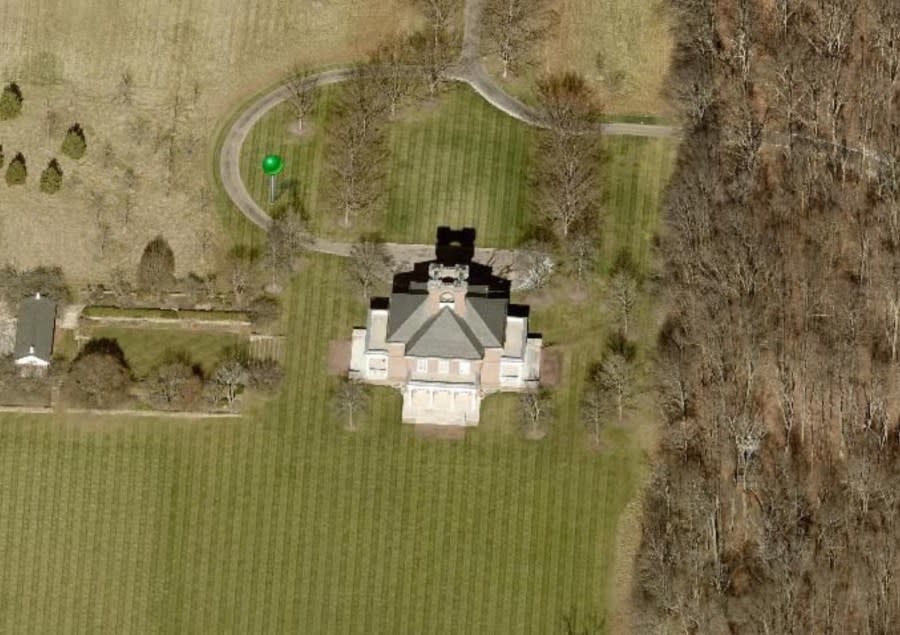 An aerial photo of 5025 East Dublin Granville Road, one of Jeffrey Epstein’s known properties in New Albany. (Courtesy Photo/Franklin County Auditor)