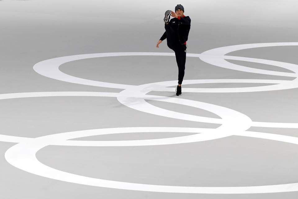 <p>Kimani Griffin of the United States warms up during training ahead of the PyeongChang 2018 Winter Olympic Games at Gangneung Oval on February 8, 2018 in Pyeongchang-gun, South Korea. (Photo by Harry How/Getty Images) </p>