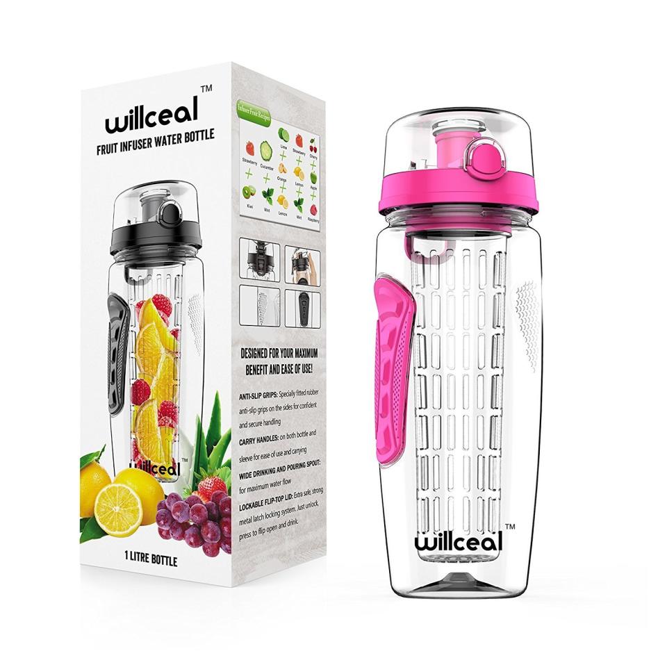 <a href="https://www.amazon.com/Fruit-Infuser-Bottle-Willceal-Durable/dp/B071PD7JVX/ref=sr_1_12?s=sports-and-fitness&amp;ie=UTF8&amp;qid=1518556482&amp;sr=1-12&amp;keywords=bpa+free+water+bottle" target="_blank">This 3-in-1 water bottle</a> holds more fruit and water, increases flavor, is eco-friendly and shatterproof.<br /><br /><strong>Amazon Reviews:</strong>&nbsp;221<br /><strong>Average Rating:</strong>&nbsp;4.5 out of 5 stars<br /><br /><i>"I have a hard time drinking enough water. This water bottle has changed all of that. The bottle comes with a fruit infuser. I love being able to add all of my favorite fruits and herbs to my water to make it taste better." - Amazon Reviewer</i>