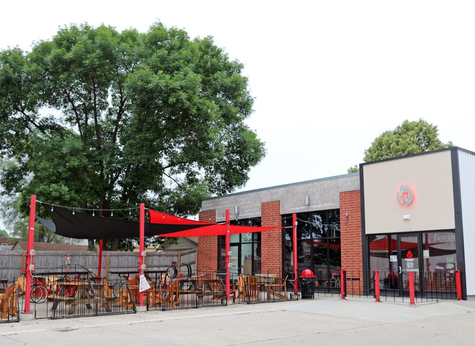 The Firetrucker Brewery patio in Ankeny is a popular place for cyclists to stop by as they ride the nearby High Trestle Trail.