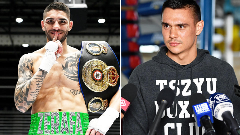 Pictured here, Aussie boxers Michael Zerafa and Tim Tszyu.