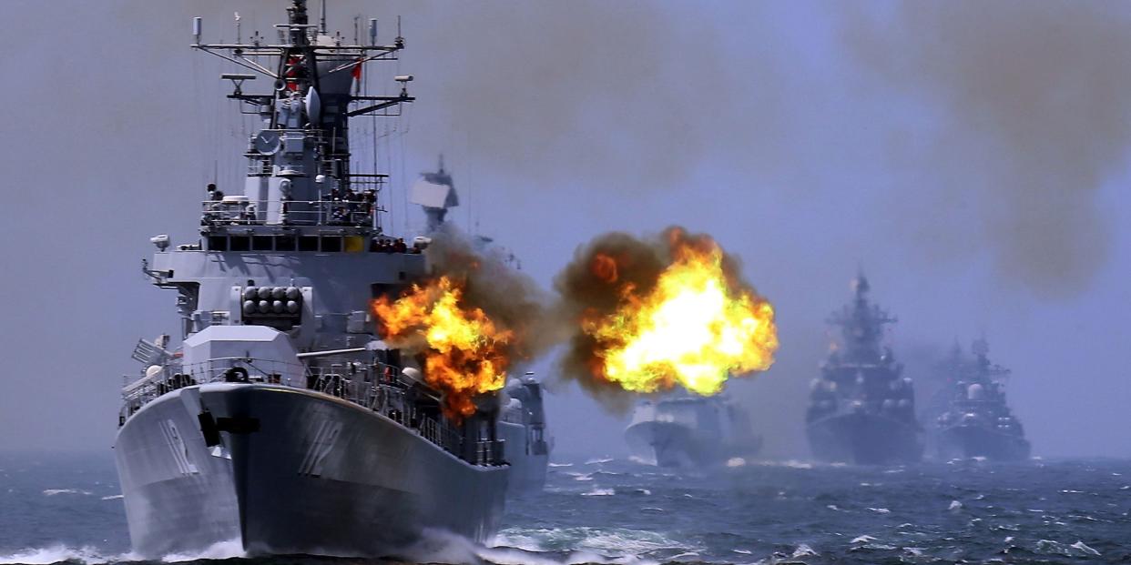 China's Harbin (112) guided missile destroyer takes part in a week-long China-Russia navy exercise