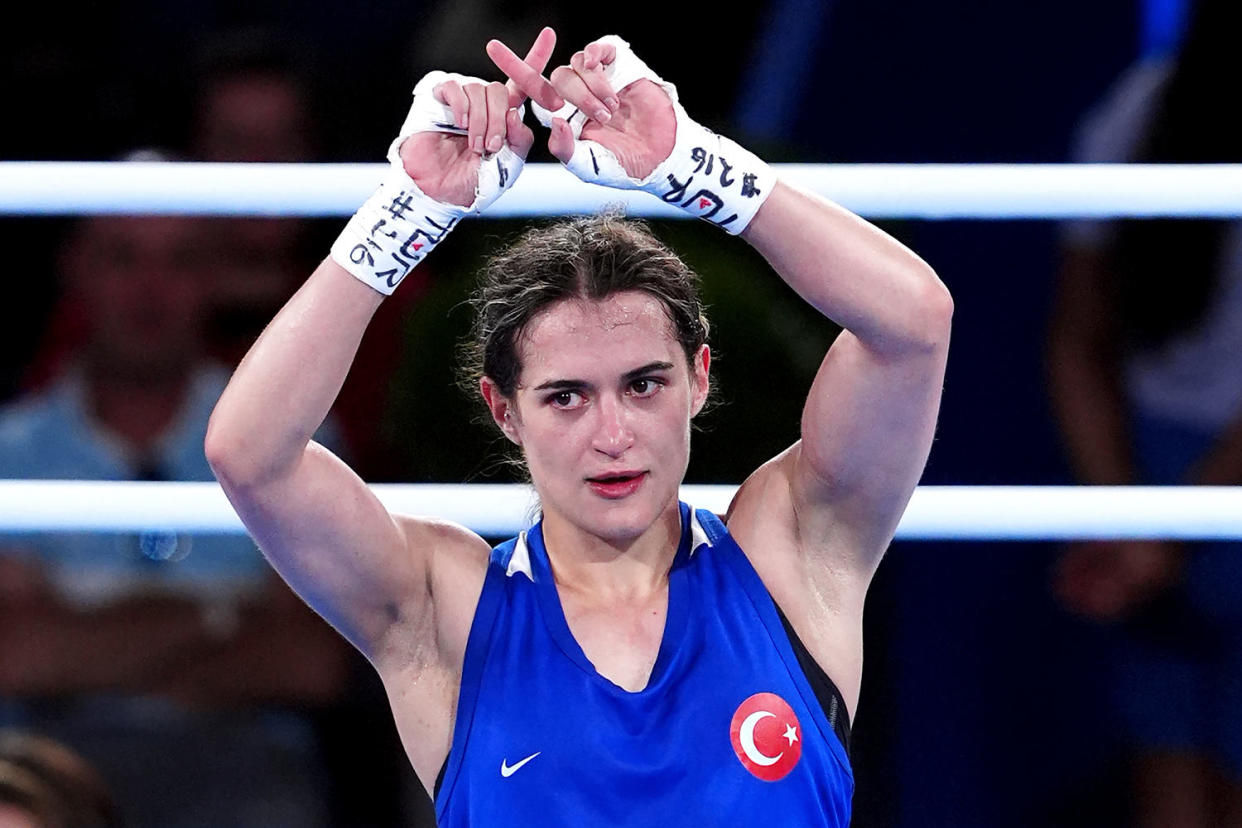 Paris 2024 Olympic Games - Day Twelve Esra Yildiz Kahraman Yalduz Karaman (Peter Byrne / Press Association via AP)