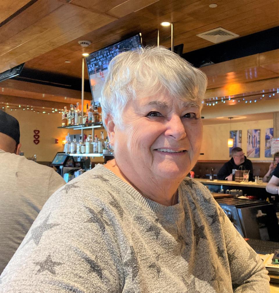 Andrea Leofanti, a manager and all-around staffer who worked for years at Zorba's Taverna on Stafford Street in Worcester, stopped in to bid farewell to the owner Nusa Dimopoulos and staff on the restaurant's last day in operation, Saturday.