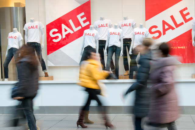 window display with text sale...