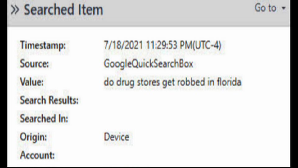 Moore’s Google search, according to prosecutors.