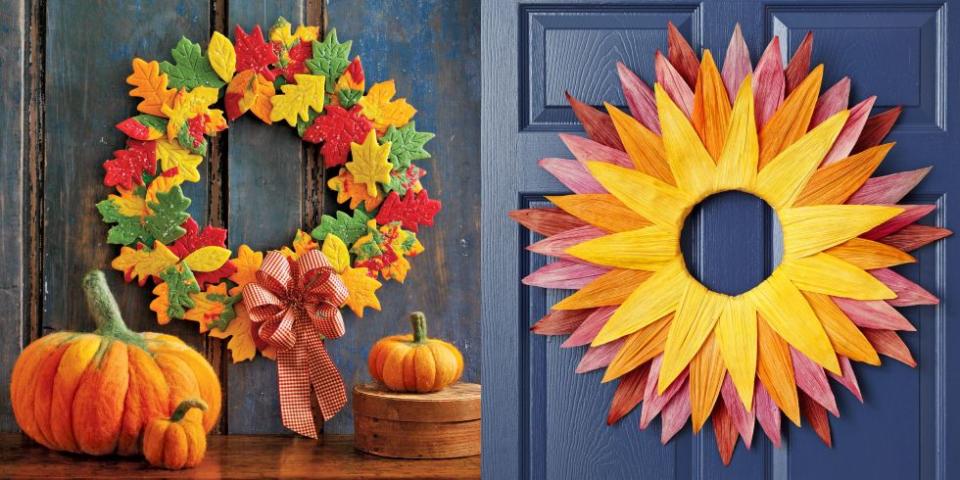 <p>Celebrate <a href="http://www.womansday.com/home/crafts-projects/g950/funny-pumpkin-carving-ideas/" rel="nofollow noopener" target="_blank" data-ylk="slk:pumpkin;elm:context_link;itc:0;sec:content-canvas" class="link ">pumpkin</a>, <a href="http://www.womansday.com/home/crafts-projects/how-to/g332/diy-candy-corn-decorations/" rel="nofollow noopener" target="_blank" data-ylk="slk:candy corn;elm:context_link;itc:0;sec:content-canvas" class="link ">candy corn</a>, and <a href="http://www.womansday.com/back-to-school/" rel="nofollow noopener" target="_blank" data-ylk="slk:back-to-school;elm:context_link;itc:0;sec:content-canvas" class="link ">back-to-school</a> season with these easy and cheery DIY decorations. They'll set the tone as soon as you, or guests, approach your front door and will put you in the mood to make the most of the <a href="https://www.womansday.com/life/g2618/fall-activities-for-families/" rel="nofollow noopener" target="_blank" data-ylk="slk:greatest time of year;elm:context_link;itc:0;sec:content-canvas" class="link ">greatest time of year</a>.</p>