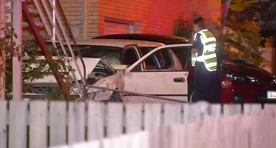 The boy, 15, was allegedly behind the wheel of a stolen car, which crashed into a home at Stafford on Saturday about 2am. Source: 7 News