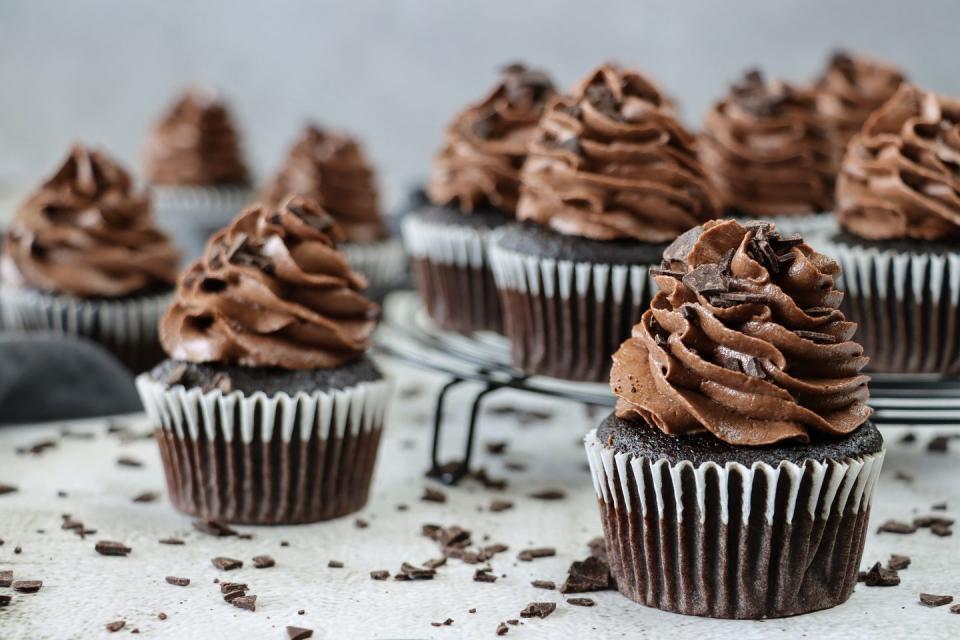 eid al fitr food batch of homemade, chocolate cupcakes