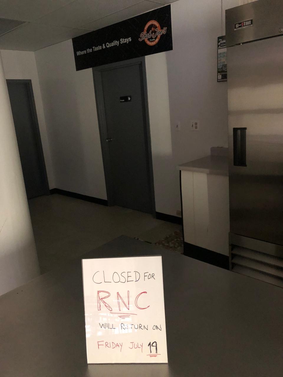 Some east side downtown businesses are closed for the RNC including two eateries which operate in the lower level of an office building at 770 N. Jefferson St.: Shah Jee, a Pakistani restaurant, and Midwest Sad, which includes breakfast items and desserts on its menu.