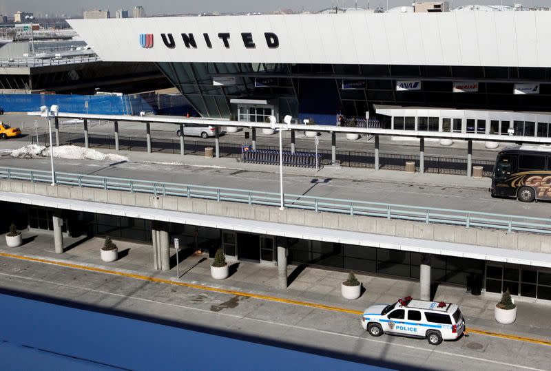 FILE PHOTO: A United Airlines terminal at John F. Kennedy International Airport in New York