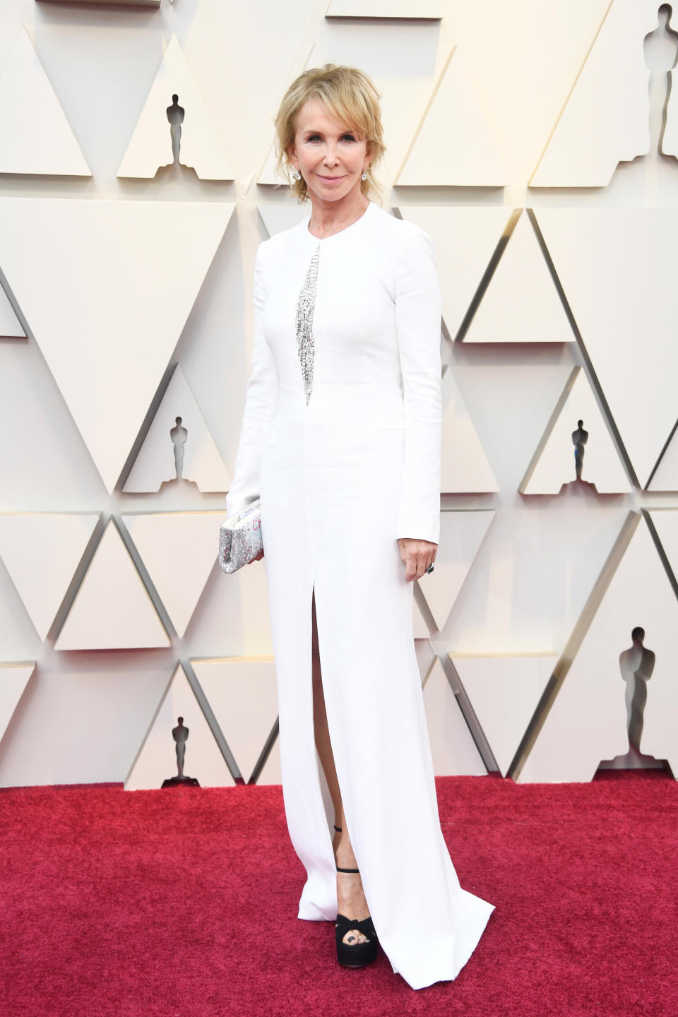 Trudie Styler trug ein langes weißes Kleid bei den Academy Awards 2019. (Bild: Getty Images)