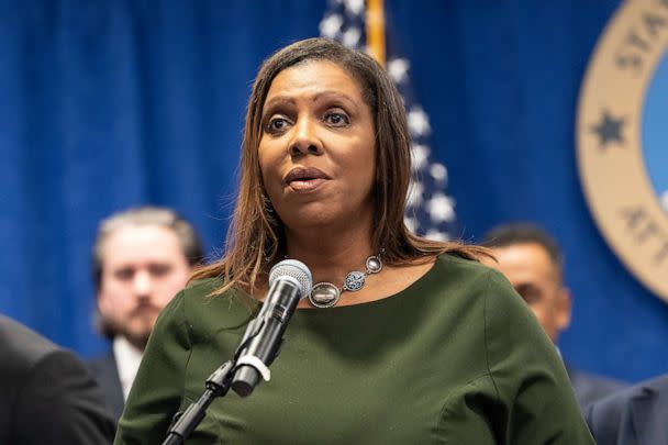 PHOTO: Attorney General Letitia James announced that the Attorney General's Office, Drug Enforcement Administration, New York Police Department, and State Police took down ghost guns and narcotics trafficking rings, March 15,2023, in New York. (Lev Radin/Pacific Press/LightRocket via Getty Images)