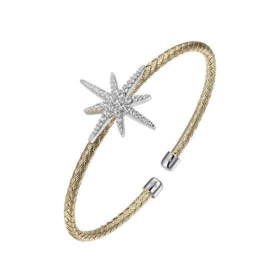 Starburst Savannah Bracelet ($229.99): Sterling silver, 2mm mesh cuff with CZ Starburst Motif. Available in 18 karat yellow gold or sterling silver with a rhodium finish.