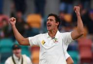 Cricket - Australia v South Africa - Second Test cricket match - Bellerive Oval, Hobart, Australia - 12/11/16 Australia's Mitchell Starc celebrates dismissing South Africa's Dean Elgar. REUTERS/David Gray