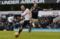 Tottenham Hotspur v West Bromwich Albion - Premier League - White Hart Lane - 14/1/17 Tottenham's Harry Kane in action with West Bromwich Albion's Craig Dawson Action Images via Reuters / Paul Childs Livepic