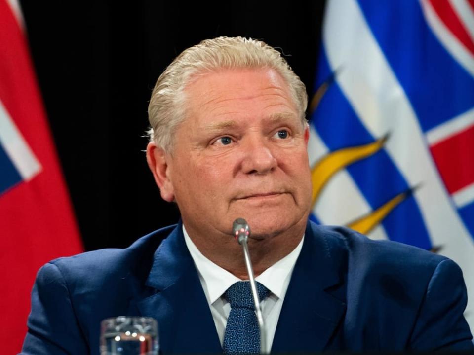 Ontario Premier Doug Ford declined on Wednesday to make a connection between forest fires and climate change. He then accused the NDP of trying to politicize the situation. (Spencer Colby/The Canadian Press - image credit)