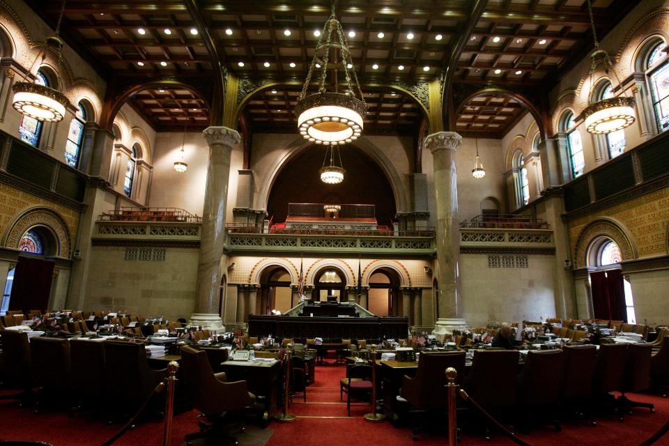 The Assembly Chamber inside the Capitol building in Albany, New York.