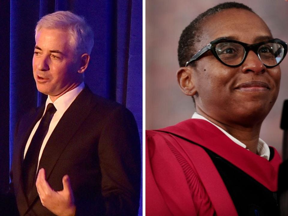 Bill Ackman (left) and Claudine Gay (right).
