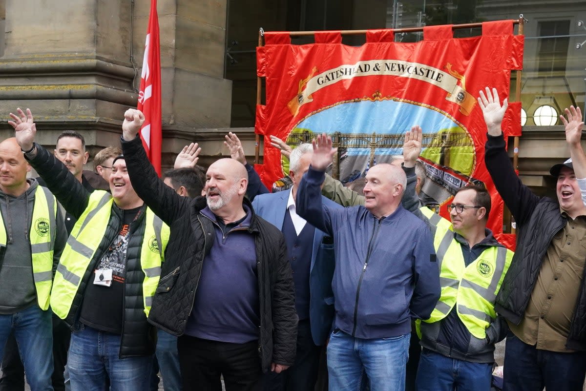 Aslef General Secretary Mick Whelan on the picket line  (PA)