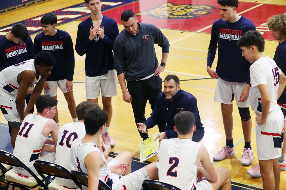 Byram Hills defeated Rye 66-53 during boys basketball action at Byram Hills High School in Armonk Jan. 26, 2024.