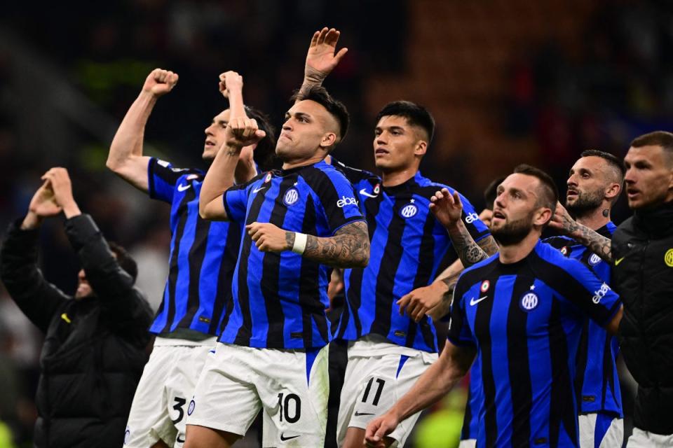 One foot in the final: Inter enjoyed a brilliant night against their rivals (AFP via Getty Images)