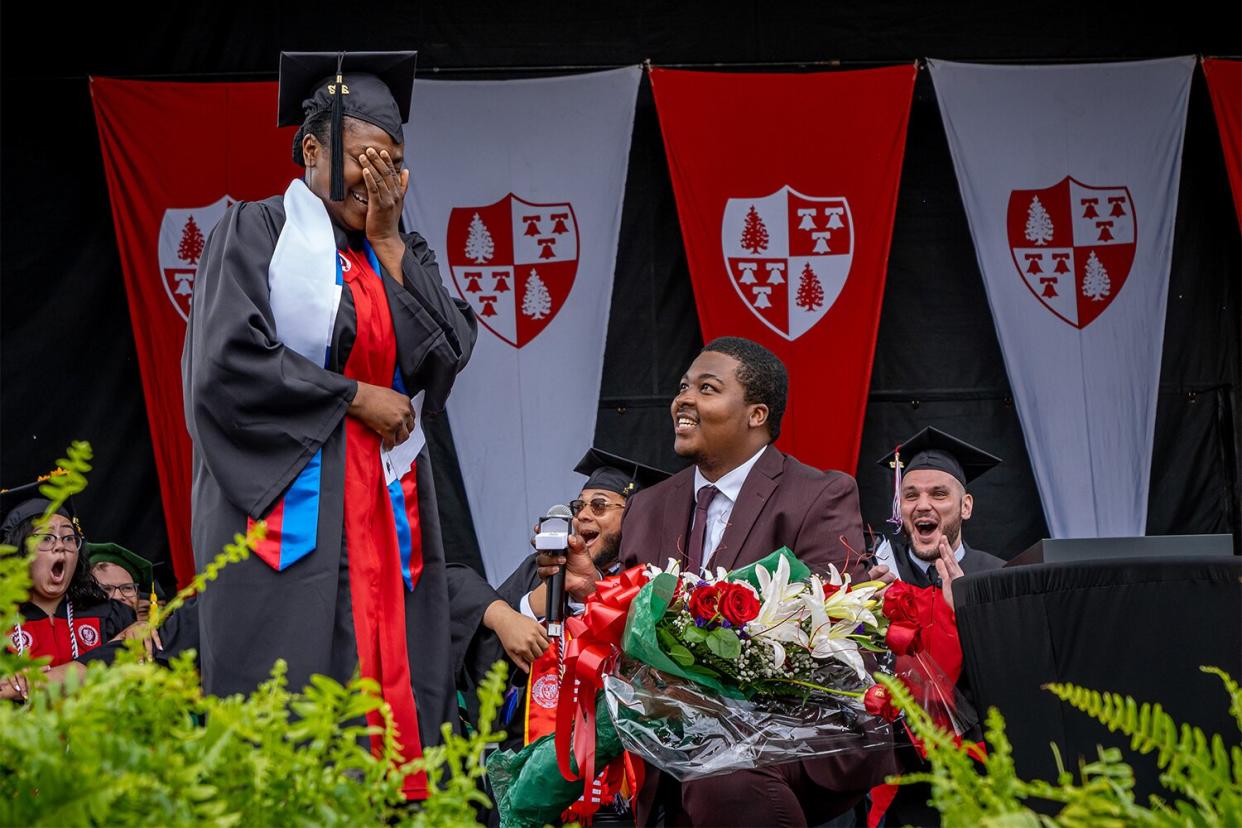 N.J. College Student Gets More Than Her Degree at Graduation When Her Boyfriend Proposes on Stage