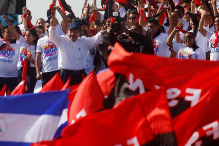 Nicaragua's President Daniel Ortega arrives for an event to mark the 39th anniversary of the Sandinista victory over President Somoza in Managua, Nicaragua July 19, 2018. REUTERS/Oswaldo Rivas