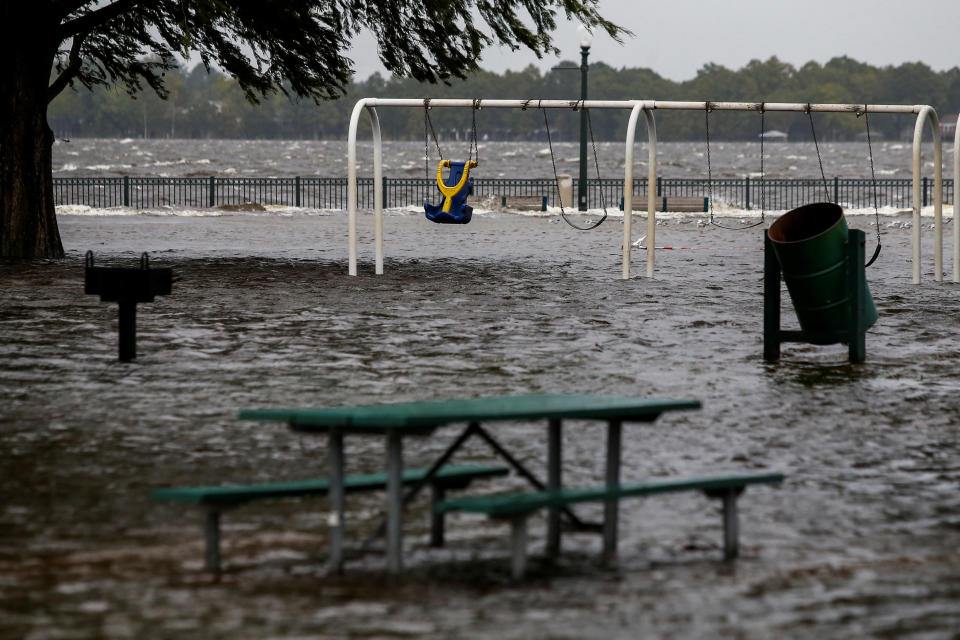 The flooded Union Point Park Complex in New Bern on Thursday.