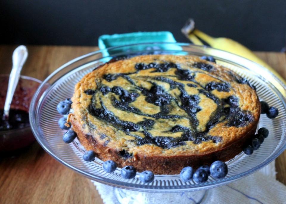 <p>This Paleo Banana Blueberry Swirl Cake has a swirl of blueberry compote throughout. The moist and tender cake is also gluten-free, paleo and healthy enough to enjoy for breakfast. <a href="http://www.bakerita.com/paleo-banana-blueberry-swirl-cake/" rel="nofollow noopener" target="_blank" data-ylk="slk:Get the recipe here;elm:context_link;itc:0;sec:content-canvas" class="link ">Get the recipe here</a>.</p>