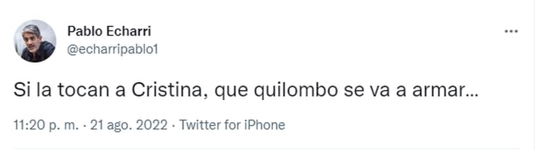 El mensaje de Pablo Echarri sobre el juicio contra Cristina Kirchner (Foto: Twitter @echarripablo1)