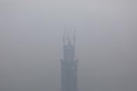 A view shows the city skyline shrouded by haze in Kuala Lumpur