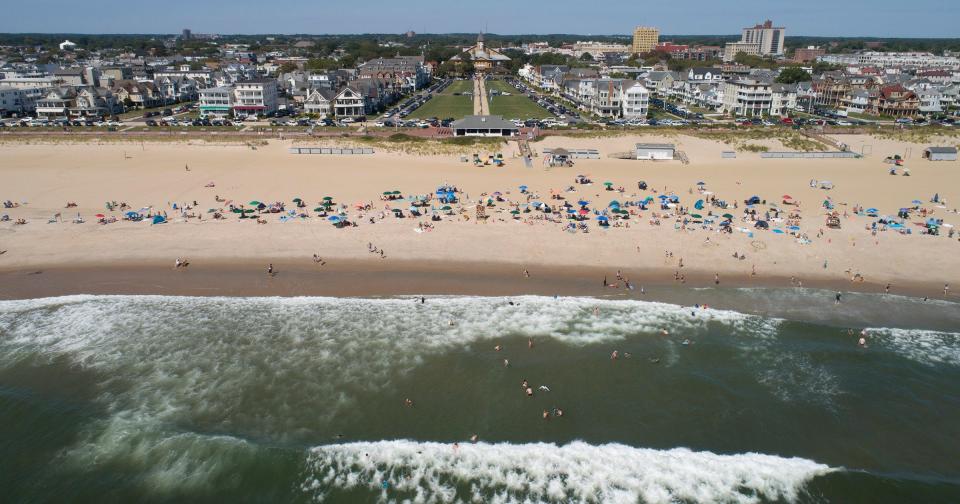People fill the Ocean Grove beach ahead of the Labor Day weekend in 2019.