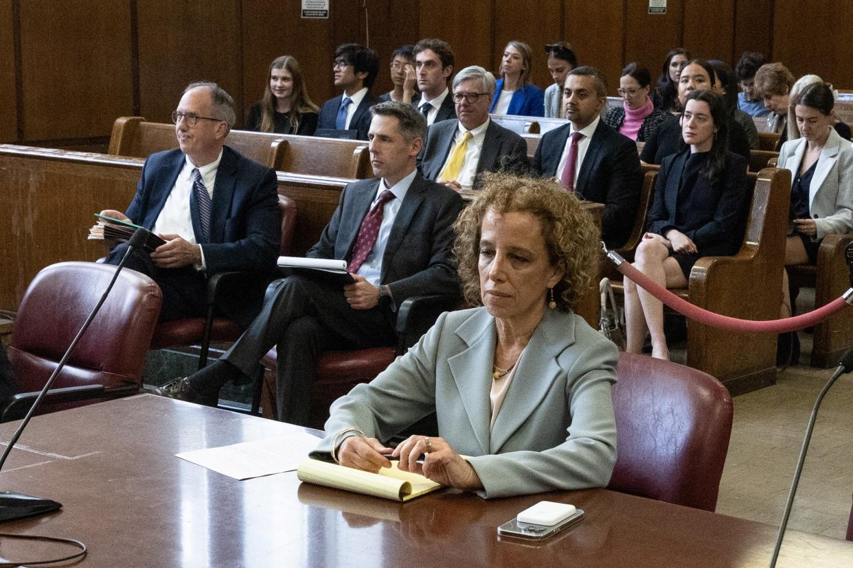 Susan Necheles, a lawyer of former president Donald Trump, attends a hearing regarding the criminal case against Trump over a hush money payment to porn star Stormy Daniels (via REUTERS)