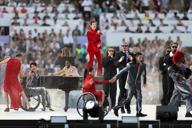 Christine and the Queens during the opening act at the opening ceremony of the Paris 2024 Summer Paralympic Games at Place de la Concorde on August 28, 2024 in Paris, France. - Credit: Andy Lyons/Getty Images