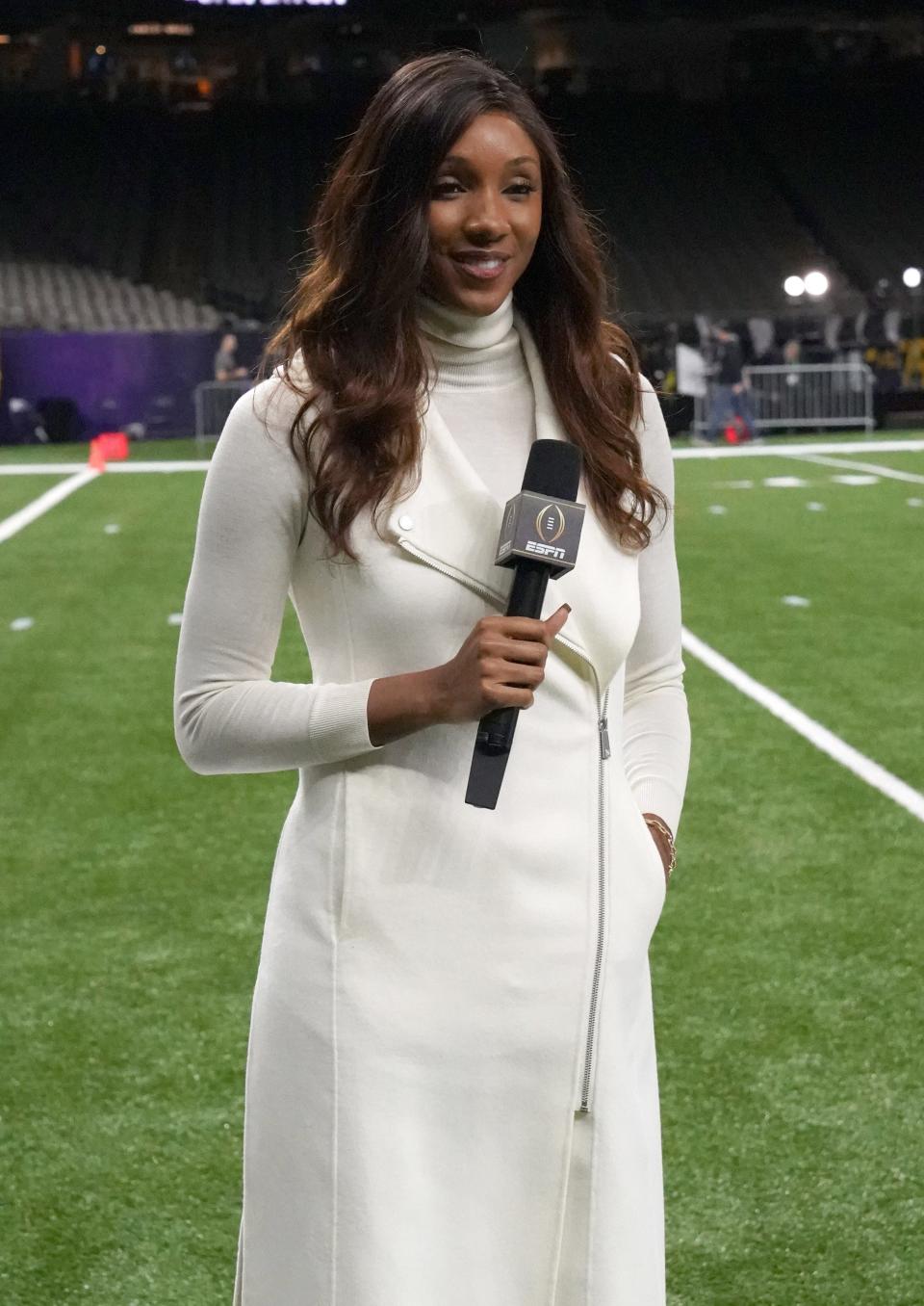 Maria Taylor before the CFP National Championship between the Clemson Tigers and the LSU Tigers at Mercedes-Benz Superdome.