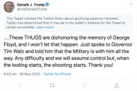 A screenshot of a tweet by U.S. President Donald Trump posted on May 29, 2020