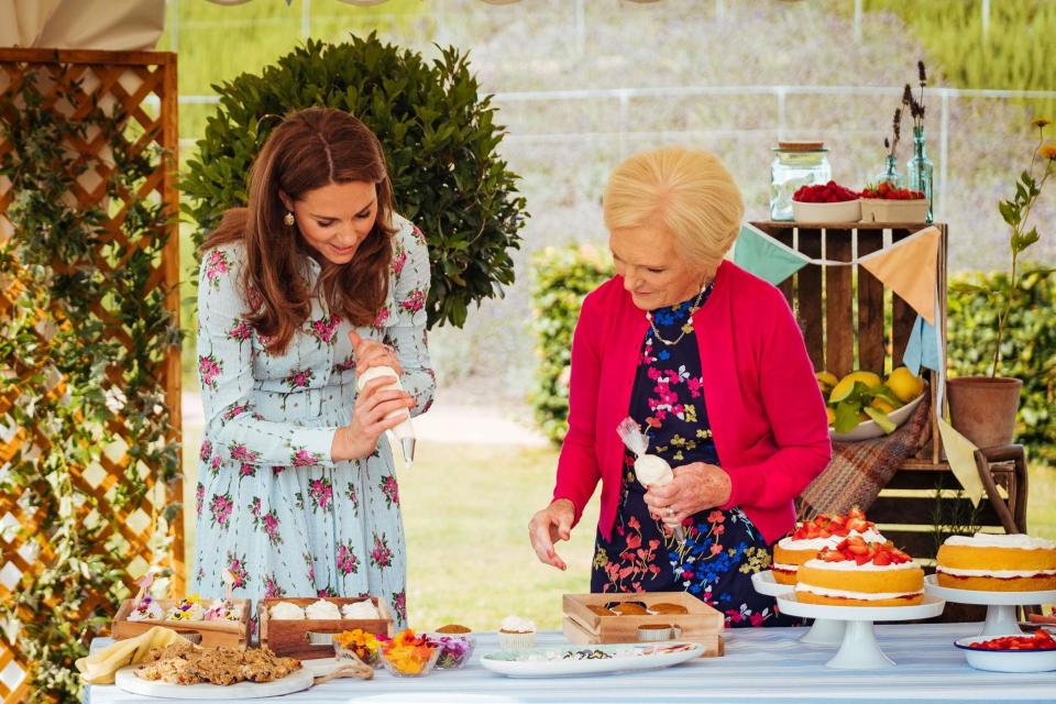 The Duchess of Cambridge decorating cakes with Mary Berry (BBC/Shine TV/Kensington Palace/PA Wire)