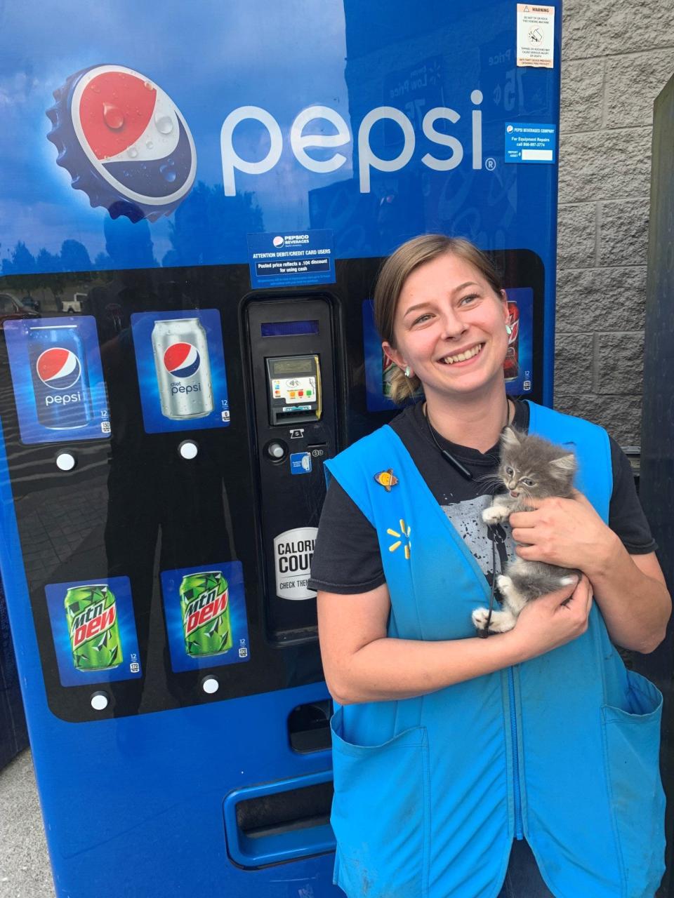 Fire crews in Morristown, Tennessee rescued a kitten on Wednesday, June 29, 2022 after a Walmart employee found it lodged inside a Pepsi vending machine at the store.