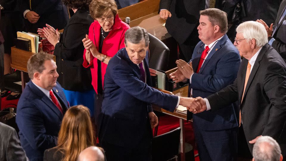 North Carolina Gov. Roy Cooper is seen after delivering his State of the State address to the General Assembly in Raleigh on March 6, 2023. - Travis Long/Raleigh News & Observer/Tribune News Service/Getty Images