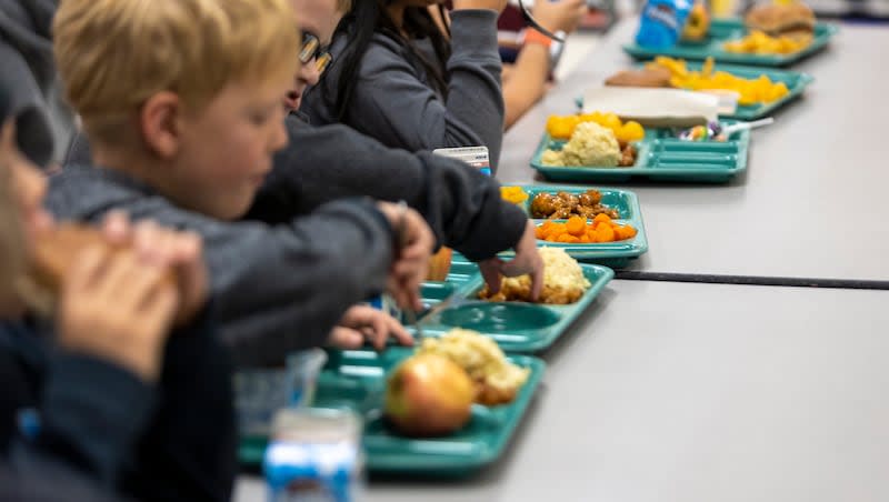 Students eat lunch at Westvale Elementary School in West Jordan, Utah, on Monday, Nov. 7, 2022.