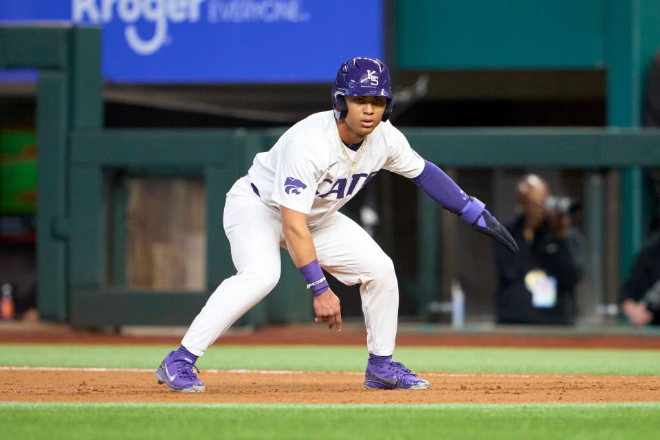 Kansas State outfielder Dom Johnson was picked No. 387 overall, in the 13th round, during the 2022 MLB draft.