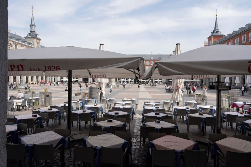 General view of a restaurant at Plaza Mayor square in Madrid