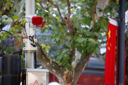 Security cameras covered with red cloth are seen outside the Museum of the First National Congress of the Chinese Communist Party, as China's President Xi Jinping visits the museum, in Shanghai, China, October 31, 2017. REUTERS/Aly Song