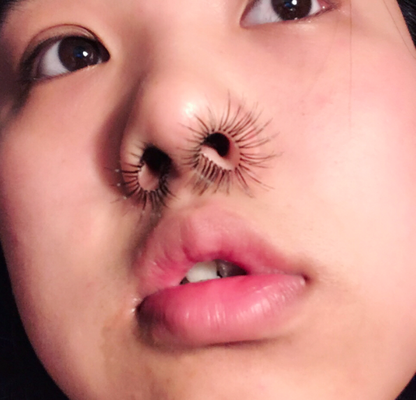 One beauty trendsetter has attached fake lashes to her nostrils. Photo: Instagram