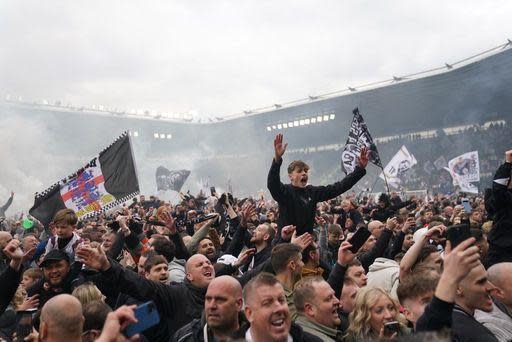 News and Star: Carlisle were unable to show their appreciation to their travelling fans because of a huge Derby pitch invasion