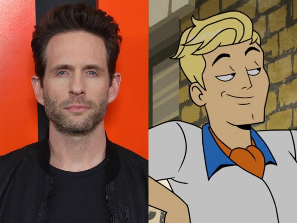 On the left: Glenn Howerton in March 2020. On the right: The animated character Fred in the animated show "Velma."