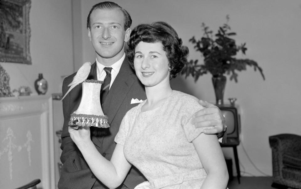 Jay and his then fiancée Carole Monk before their marriage in 1959: that year, besides getting married, he also qualified as a solicitor and became the first – and so far only – British man to win the foil world title - PA/Alamy