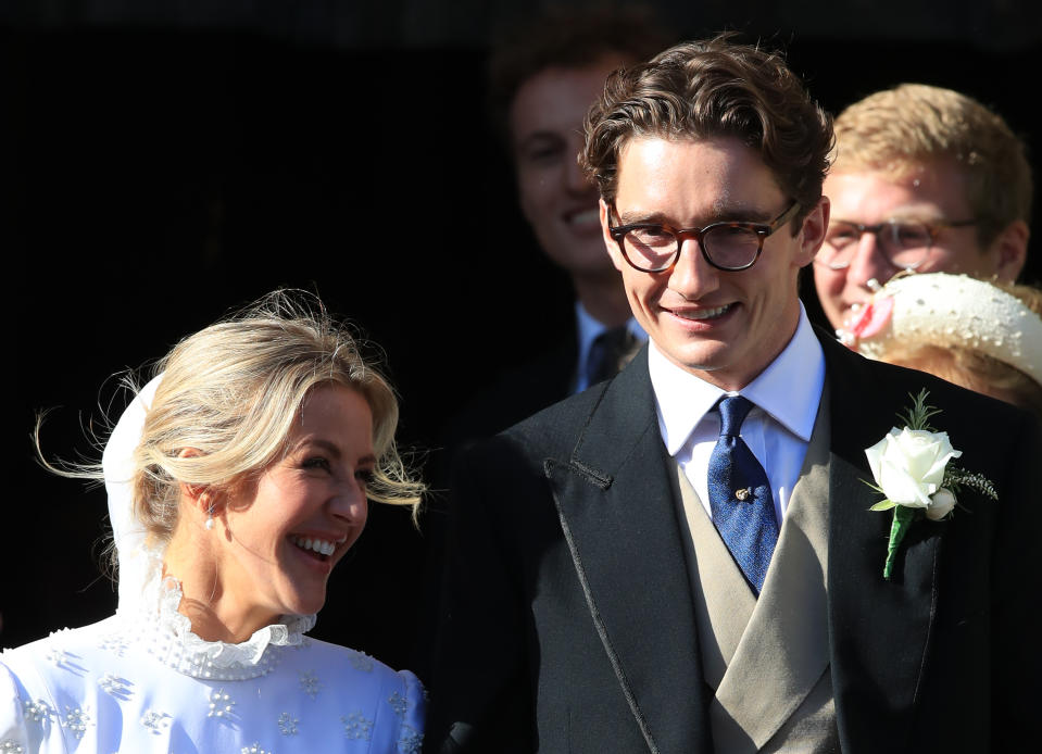 Newly married Ellie Goulding and Caspar Jopling leave York Minster after their wedding.